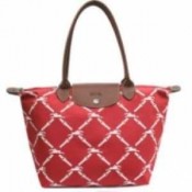 Longchamp soldes sorties Sac Le Pliage Hobo Grid Carreaux Rouge